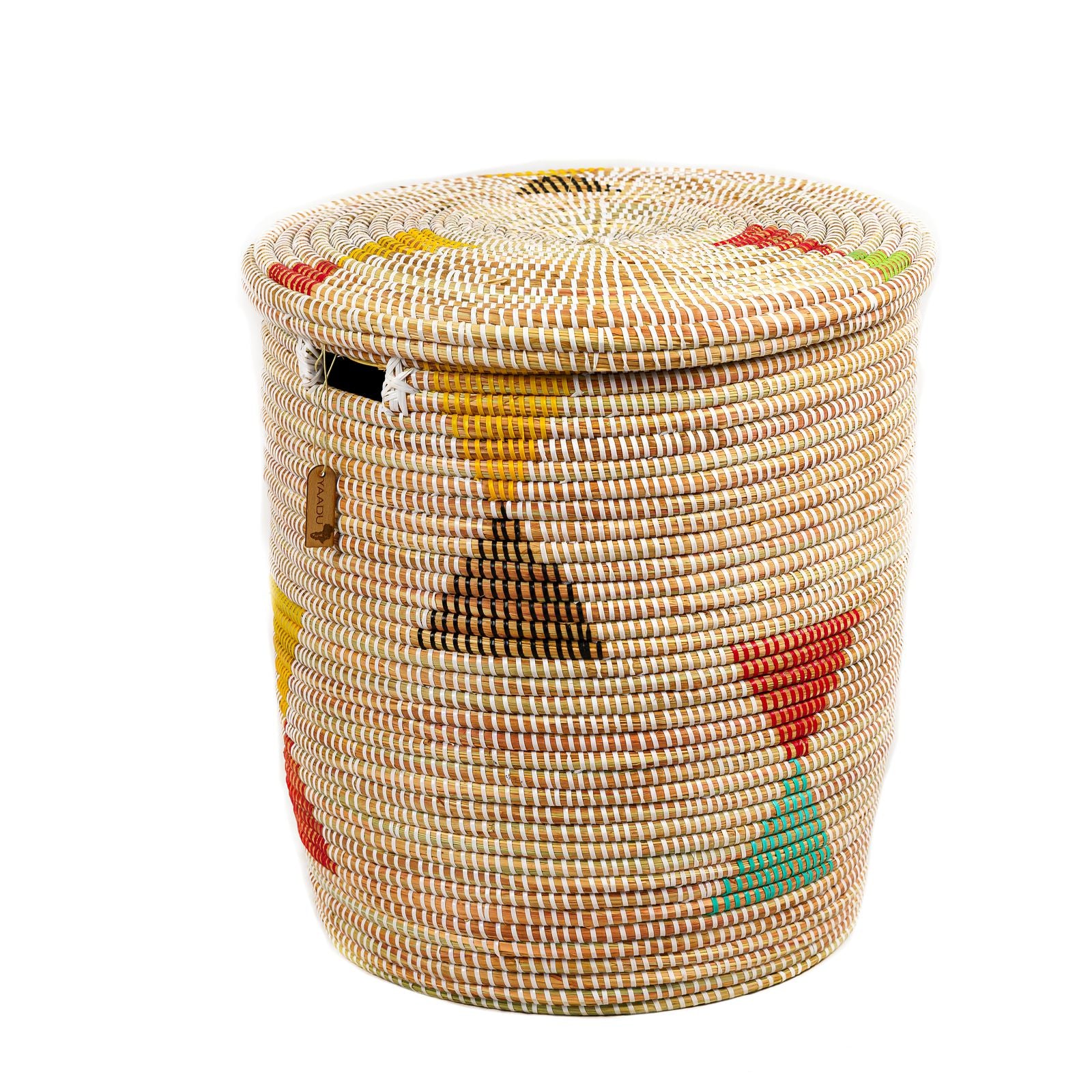 Set: African laundry baskets with lids - white / colorful