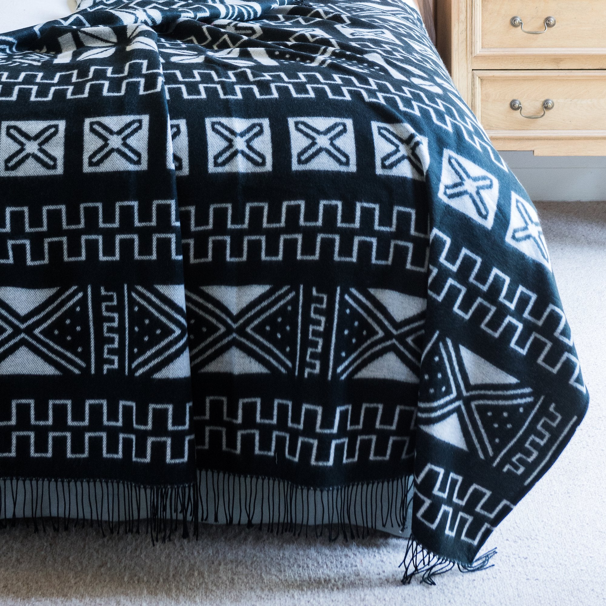 Accogliente coperta con motivo africano - Mali - 180 x 130 cm