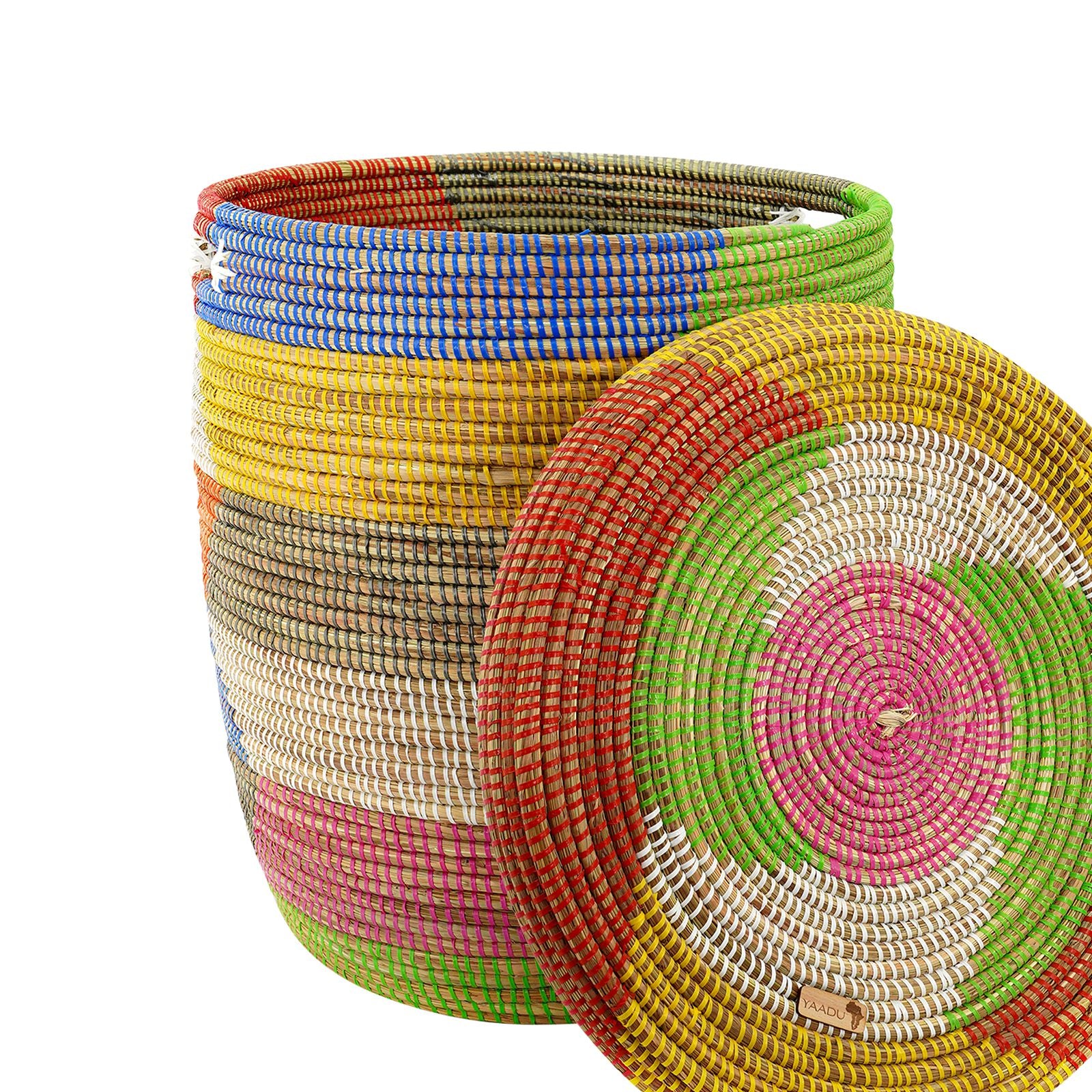 African laundry basket XXL with flat lid – Fulani