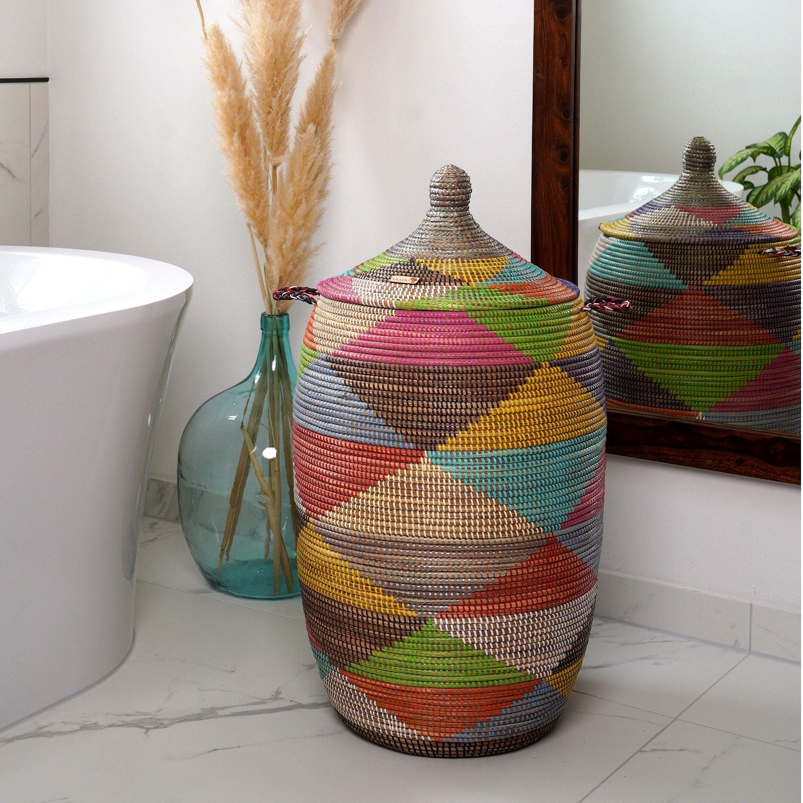 Wäschekorb mit traditionellem Deckel - large – Gueno